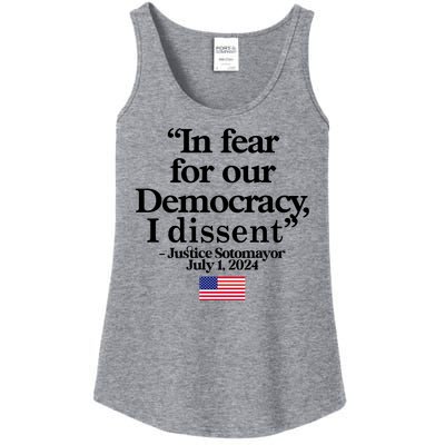 In Fear For Our Democracy I Dessent Justice Sotomayor Usa Ladies Essential Tank