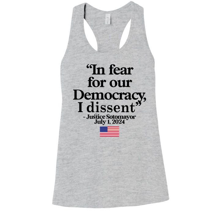 In Fear For Our Democracy I Dessent Justice Sotomayor Usa Women's Racerback Tank