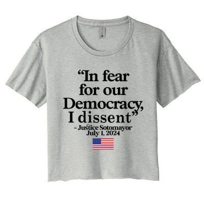 In Fear For Our Democracy I Dessent Justice Sotomayor Usa Women's Crop Top Tee