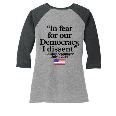 In Fear For Our Democracy I Dessent Justice Sotomayor Usa Women's Tri-Blend 3/4-Sleeve Raglan Shirt