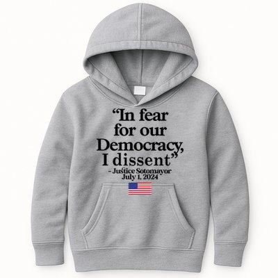 In Fear For Our Democracy I Dessent Justice Sotomayor Usa Kids Hoodie