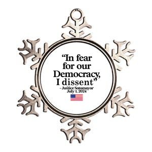 In Fear For Our Democracy I Dessent Justice Sotomayor Usa Metallic Star Ornament