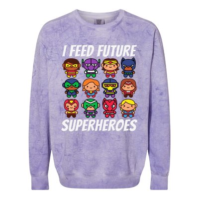 I Feed Future Superheroes School Lunch Lady Squad Colorblast Crewneck Sweatshirt