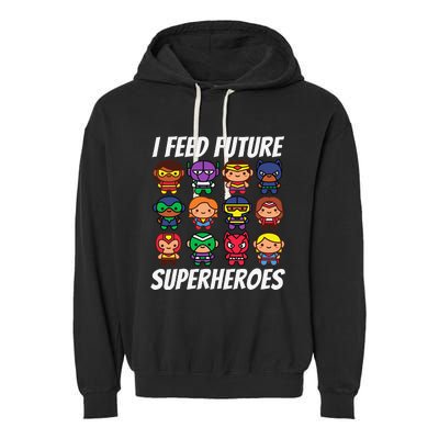 I Feed Future Superheroes School Lunch Lady Squad Garment-Dyed Fleece Hoodie