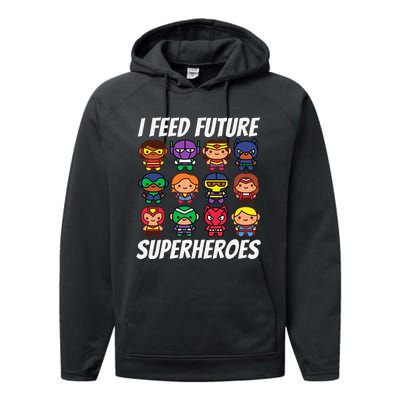 I Feed Future Superheroes School Lunch Lady Squad Performance Fleece Hoodie