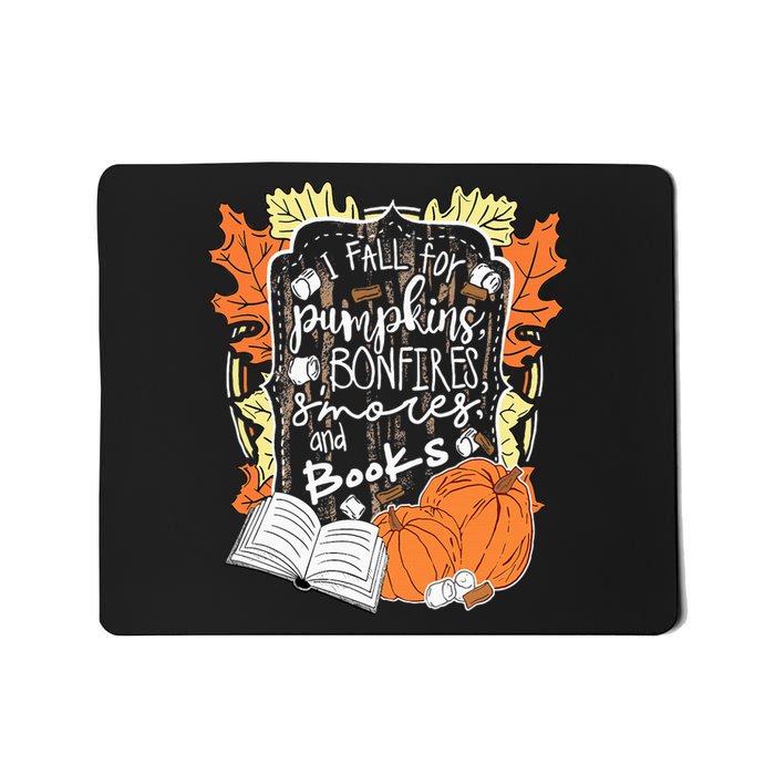 I Fall For Pumpkins Bonfires S'mores Books Halloween Reader Mousepad