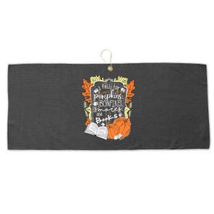 I Fall For Pumpkins Bonfires S'mores Books Halloween Reader Large Microfiber Waffle Golf Towel