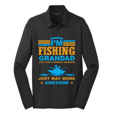 I'm Fishing Grandad T Silk Touch Performance Long Sleeve Polo