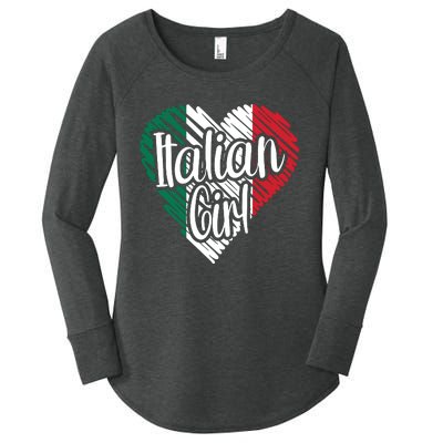 Italy For Girl Italian Heart Flag For Women Italia Women's Perfect Tri Tunic Long Sleeve Shirt