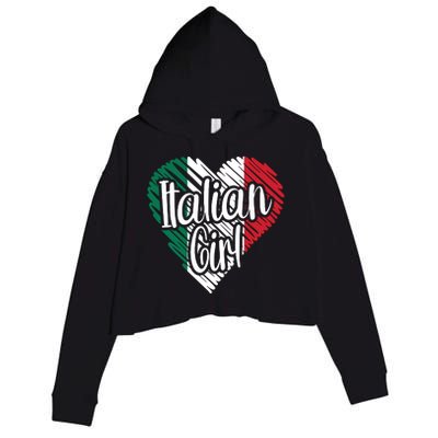 Italy For Girl Italian Heart Flag For Women Italia Crop Fleece Hoodie