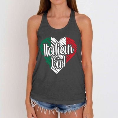 Italy For Girl Italian Heart Flag For Women Italia Women's Knotted Racerback Tank