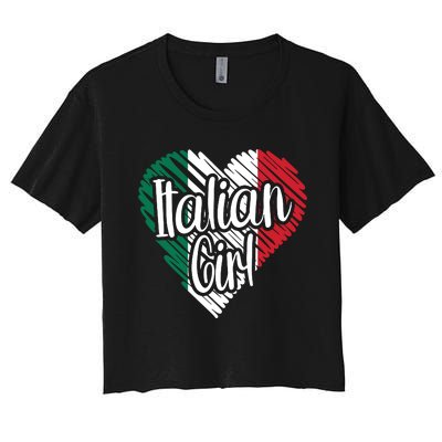 Italy For Girl Italian Heart Flag For Women Italia Women's Crop Top Tee