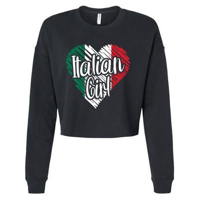 Italy For Girl Italian Heart Flag For Women Italia Cropped Pullover Crew