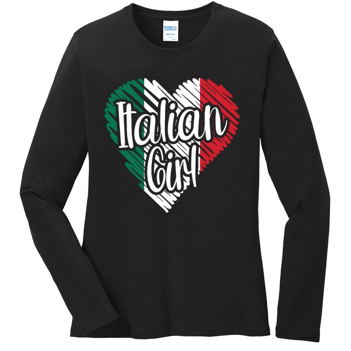 Italy For Girl Italian Heart Flag For Women Italia Ladies Long Sleeve Shirt