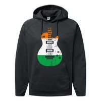 Ireland Flag Guitar Vintage Musician Performance Fleece Hoodie