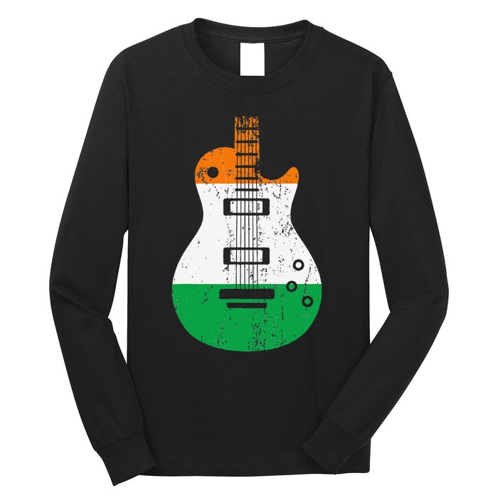 Ireland Flag Guitar Vintage Musician Long Sleeve Shirt