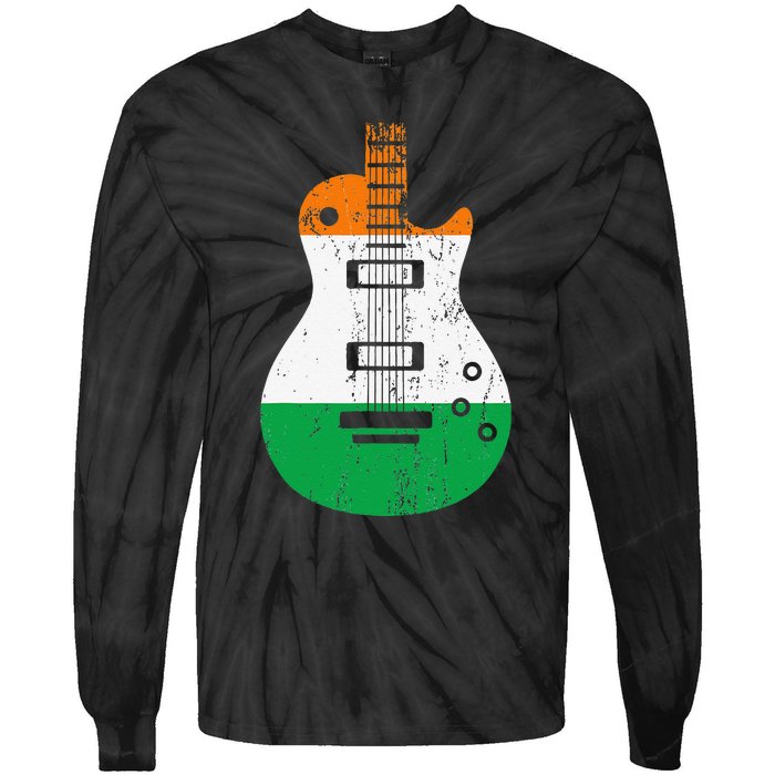 Ireland Flag Guitar Vintage Musician Tie-Dye Long Sleeve Shirt