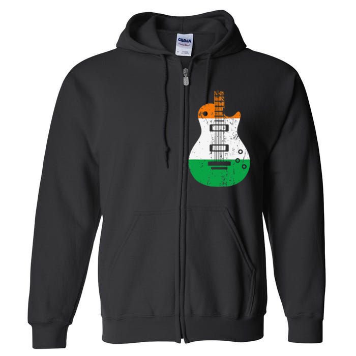 Ireland Flag Guitar Vintage Musician Full Zip Hoodie