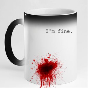 I'm Fine Gift Flesh Wound Halloween Costume Gift 11oz Black Color Changing Mug