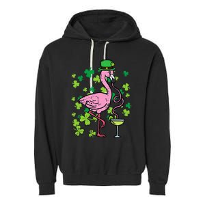 Irish Flamingo Green Saint Patrick Day Lucky St Pattys Garment-Dyed Fleece Hoodie