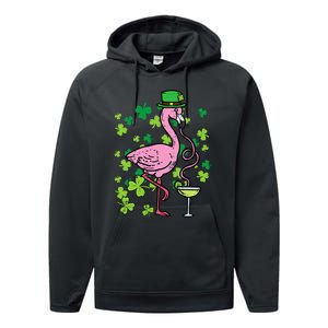 Irish Flamingo Green Saint Patrick Day Lucky St Pattys Performance Fleece Hoodie