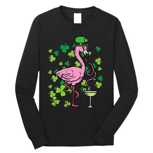 Irish Flamingo Green Saint Patrick Day Lucky St Pattys Long Sleeve Shirt