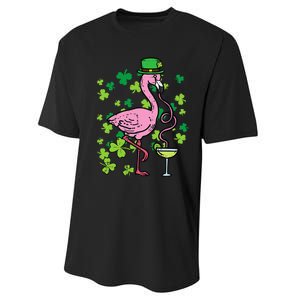 Irish Flamingo Green Saint Patrick Day Lucky St Pattys Performance Sprint T-Shirt