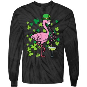 Irish Flamingo Green Saint Patrick Day Lucky St Pattys Tie-Dye Long Sleeve Shirt