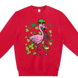 Irish Flamingo Green Saint Patrick Day Lucky St Pattys Premium Crewneck Sweatshirt