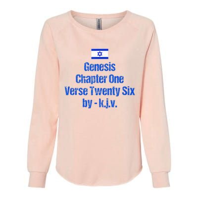 Israel Flag G.E.N.E.S.I.S Chapter One Verse Twenty Six Womens California Wash Sweatshirt