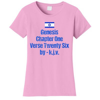 Israel Flag G.E.N.E.S.I.S Chapter One Verse Twenty Six Women's T-Shirt