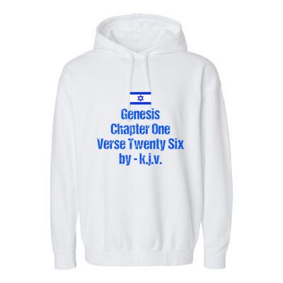 Israel Flag G.E.N.E.S.I.S Chapter One Verse Twenty Six Garment-Dyed Fleece Hoodie