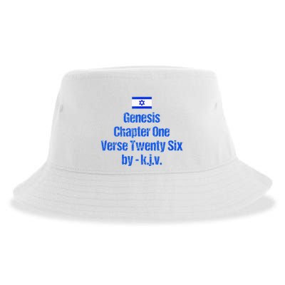 Israel Flag G.E.N.E.S.I.S Chapter One Verse Twenty Six Sustainable Bucket Hat