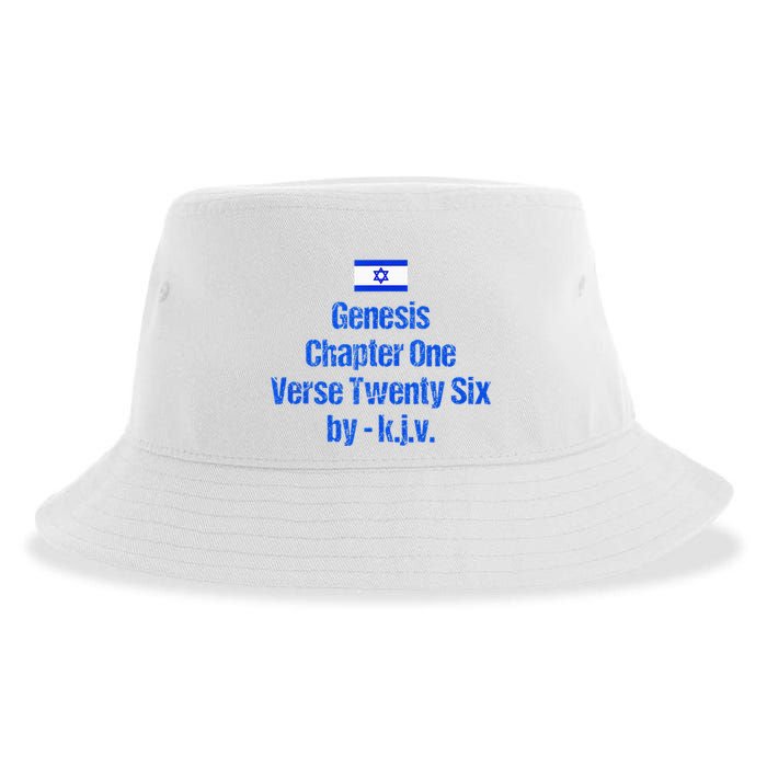 Israel Flag G.E.N.E.S.I.S Chapter One Verse Twenty Six Sustainable Bucket Hat