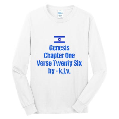 Israel Flag G.E.N.E.S.I.S Chapter One Verse Twenty Six Tall Long Sleeve T-Shirt