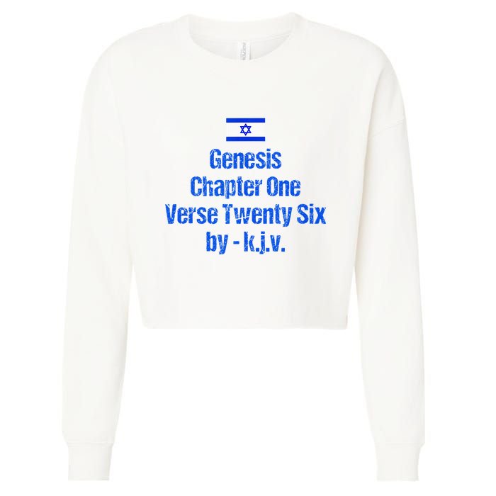 Israel Flag G.E.N.E.S.I.S Chapter One Verse Twenty Six Cropped Pullover Crew