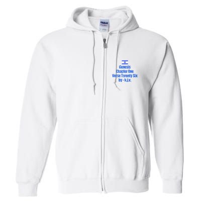 Israel Flag G.E.N.E.S.I.S Chapter One Verse Twenty Six Full Zip Hoodie