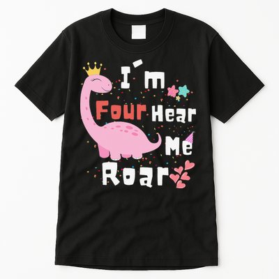 I'm Four Hear Me Roar Dinosaur 4th Birthday Party Tall T-Shirt