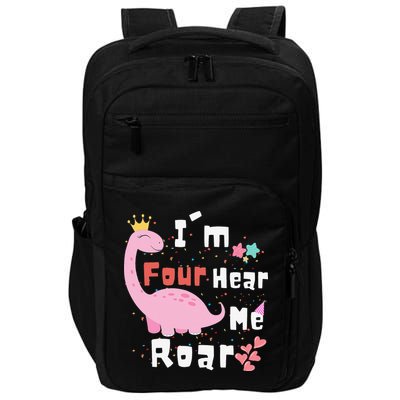 I'm Four Hear Me Roar Dinosaur 4th Birthday Party Impact Tech Backpack