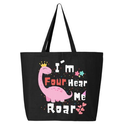 I'm Four Hear Me Roar Dinosaur 4th Birthday Party 25L Jumbo Tote