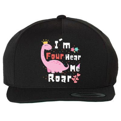 I'm Four Hear Me Roar Dinosaur 4th Birthday Party Wool Snapback Cap