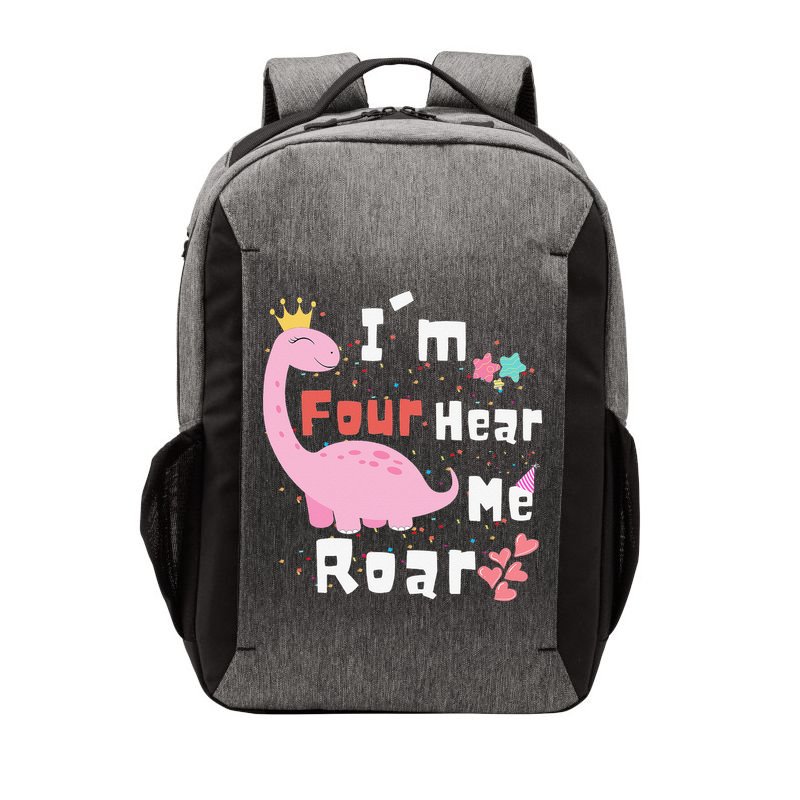 I'm Four Hear Me Roar Dinosaur 4th Birthday Party Vector Backpack
