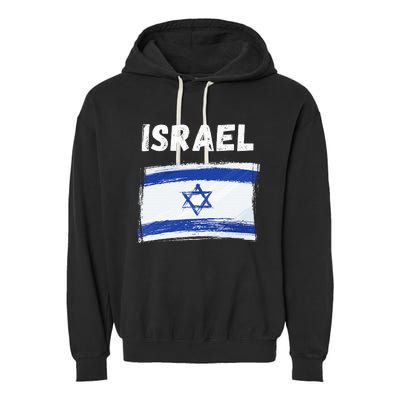 Israel Flag Holiday Vintage Grunge Israeli Flag Garment-Dyed Fleece Hoodie