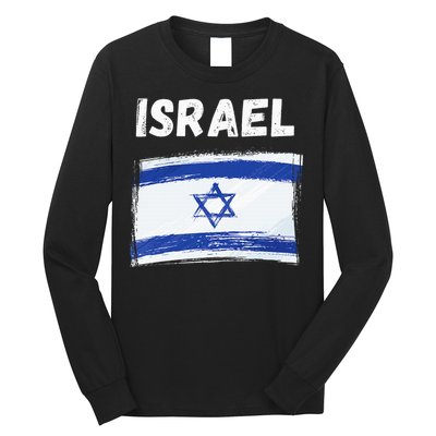 Israel Flag Holiday Vintage Grunge Israeli Flag Long Sleeve Shirt