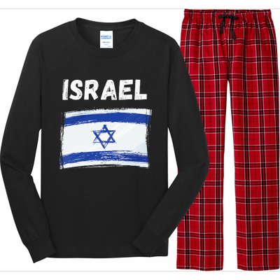 Israel Flag Holiday Vintage Grunge Israeli Flag Long Sleeve Pajama Set