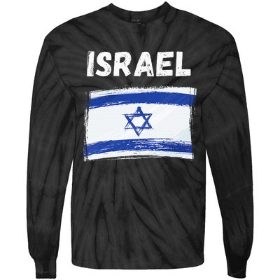 Israel Flag Holiday Vintage Grunge Israeli Flag Tie-Dye Long Sleeve Shirt