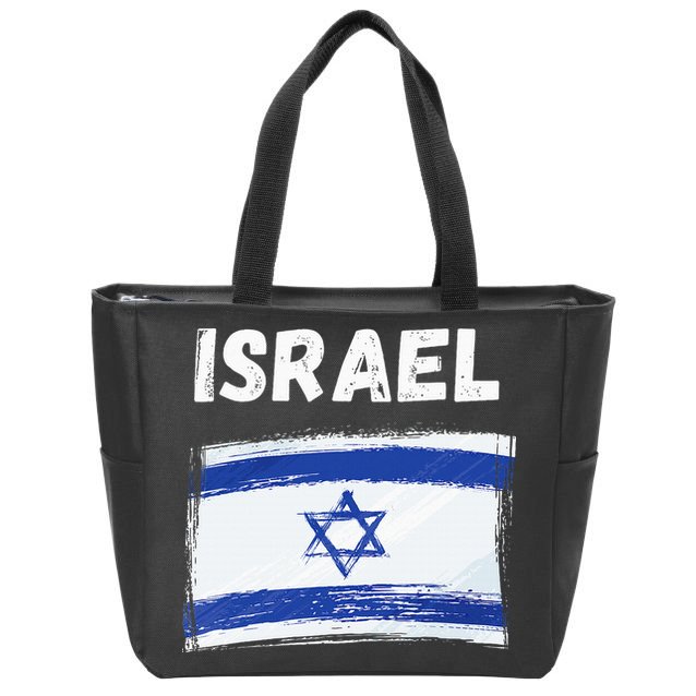 Israel Flag Holiday Vintage Grunge Israeli Flag Zip Tote Bag