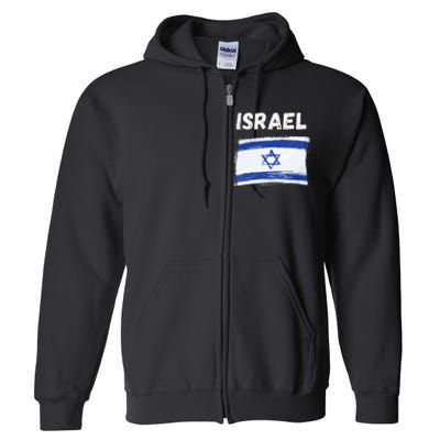 Israel Flag Holiday Vintage Grunge Israeli Flag Full Zip Hoodie