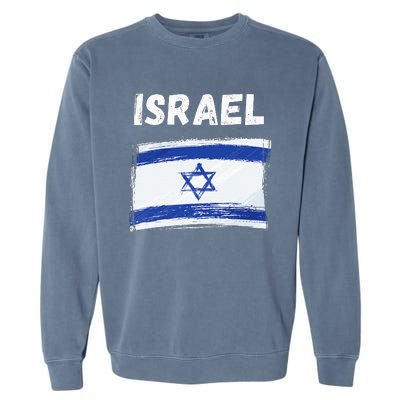 Israel Flag Holiday Vintage Grunge Israeli Flag Garment-Dyed Sweatshirt