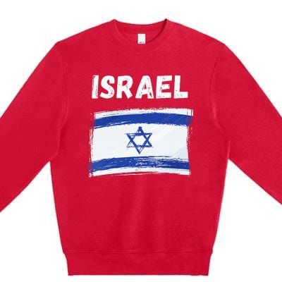 Israel Flag Holiday Vintage Grunge Israeli Flag Premium Crewneck Sweatshirt